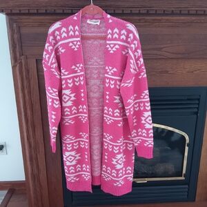 Savanna Jane Vibrant Pink and Cream Cardigan